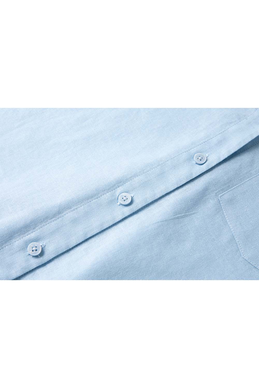 Ramie Blended Stand-Up Collar Patch Pocket Shirt
