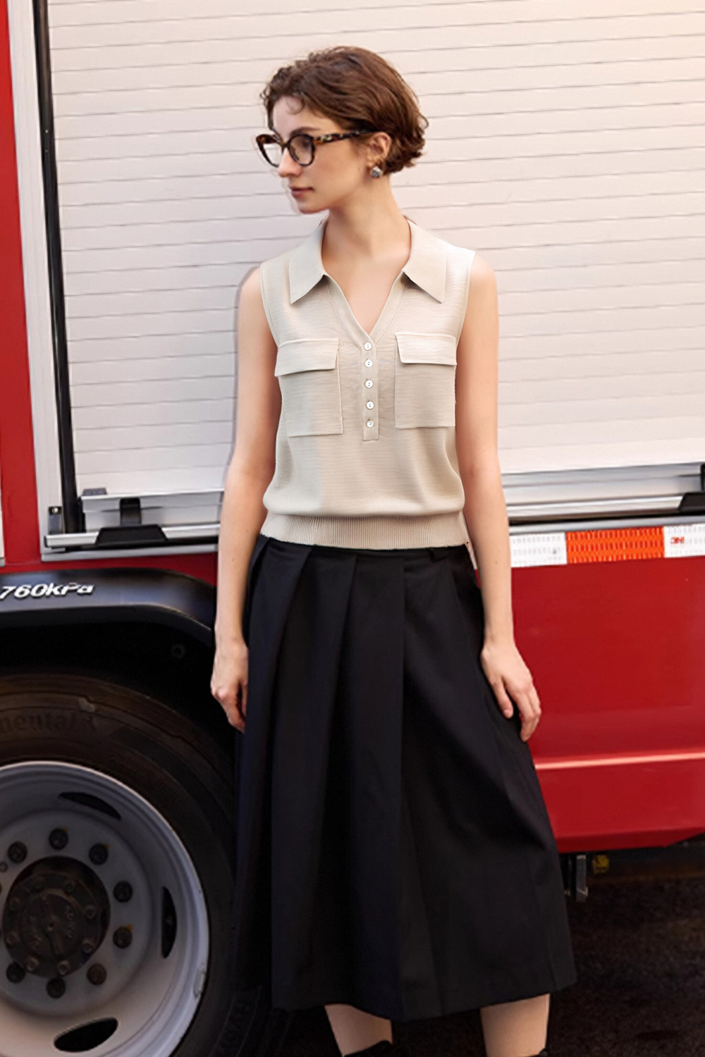 Lapel V-Neck Sweater