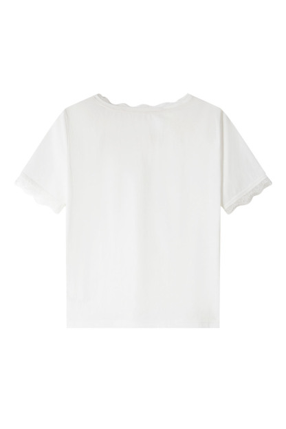 Fashion Lace Solid Color T-Shirt