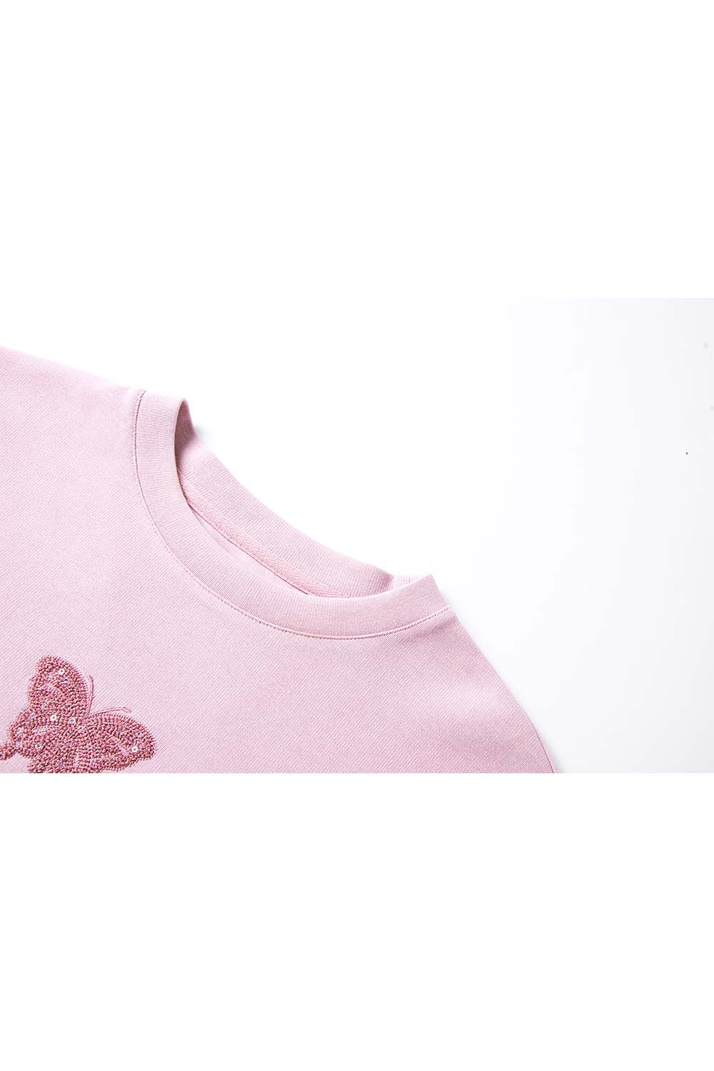 Butterfly Embroidered Sequined Knitted Sweatshirt