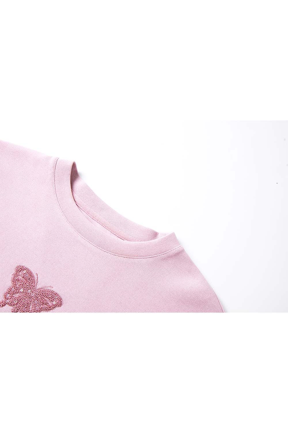 Butterfly Embroidered Sequined Knitted Sweatshirt