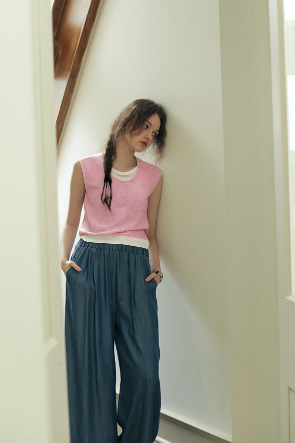 Fake Two-Piece Straight Knit Sweater