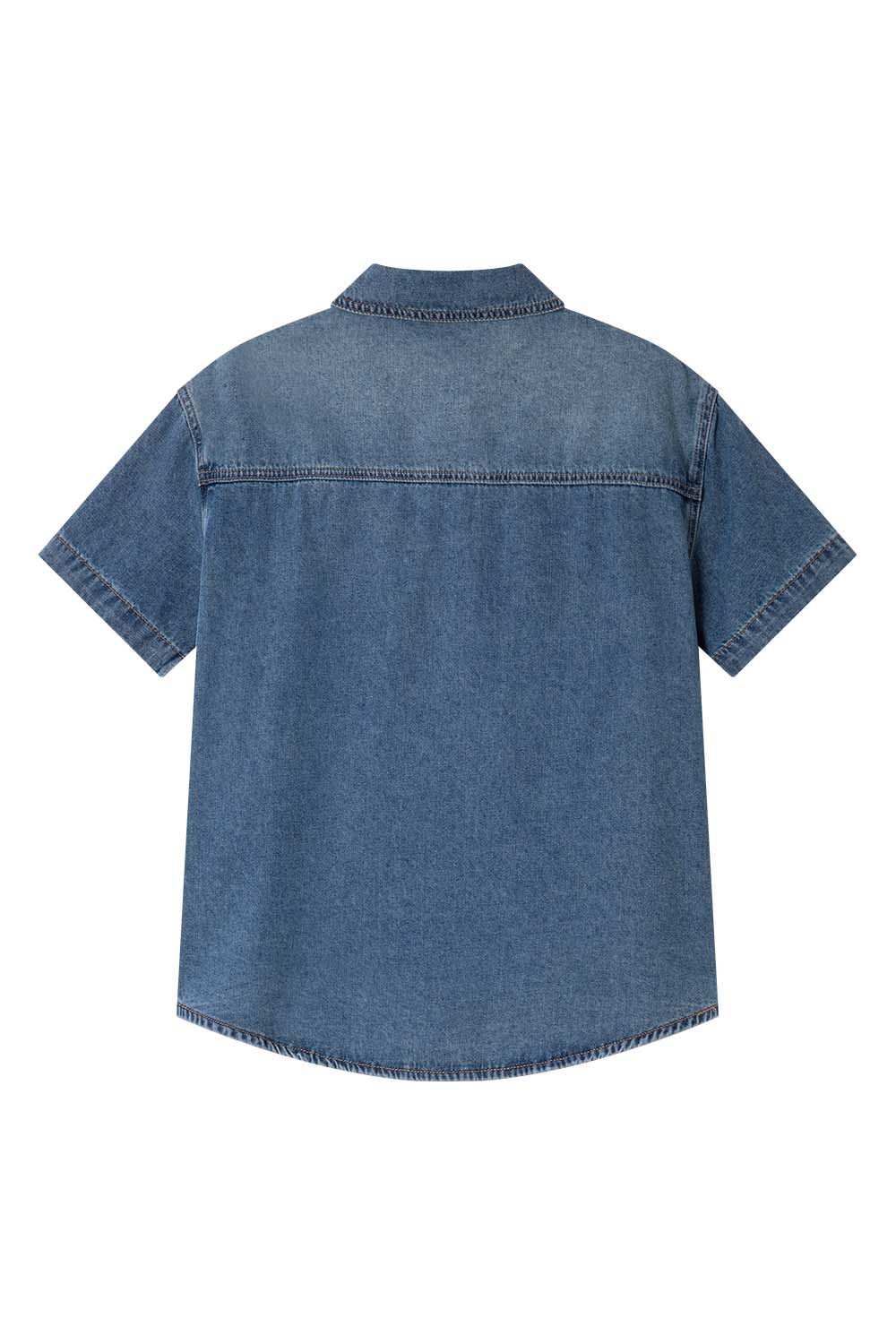 Lapel Cotton Denim Shirt