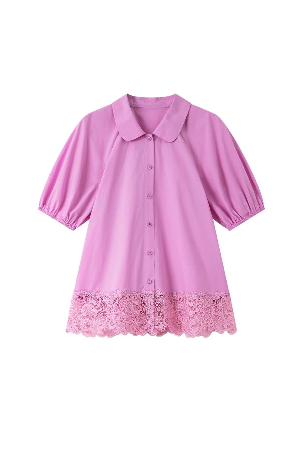 Lace Hem Casual Shirt