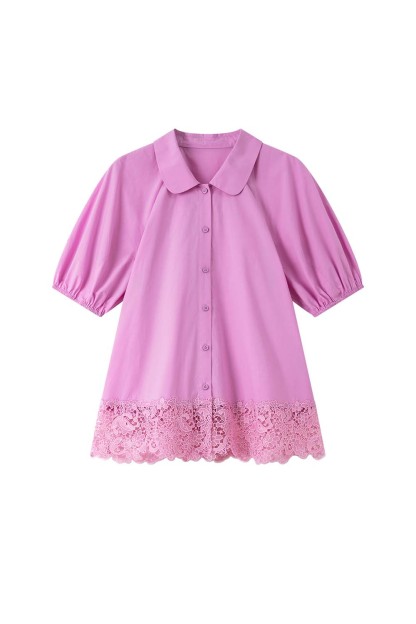 Lace Hem Casual Shirt