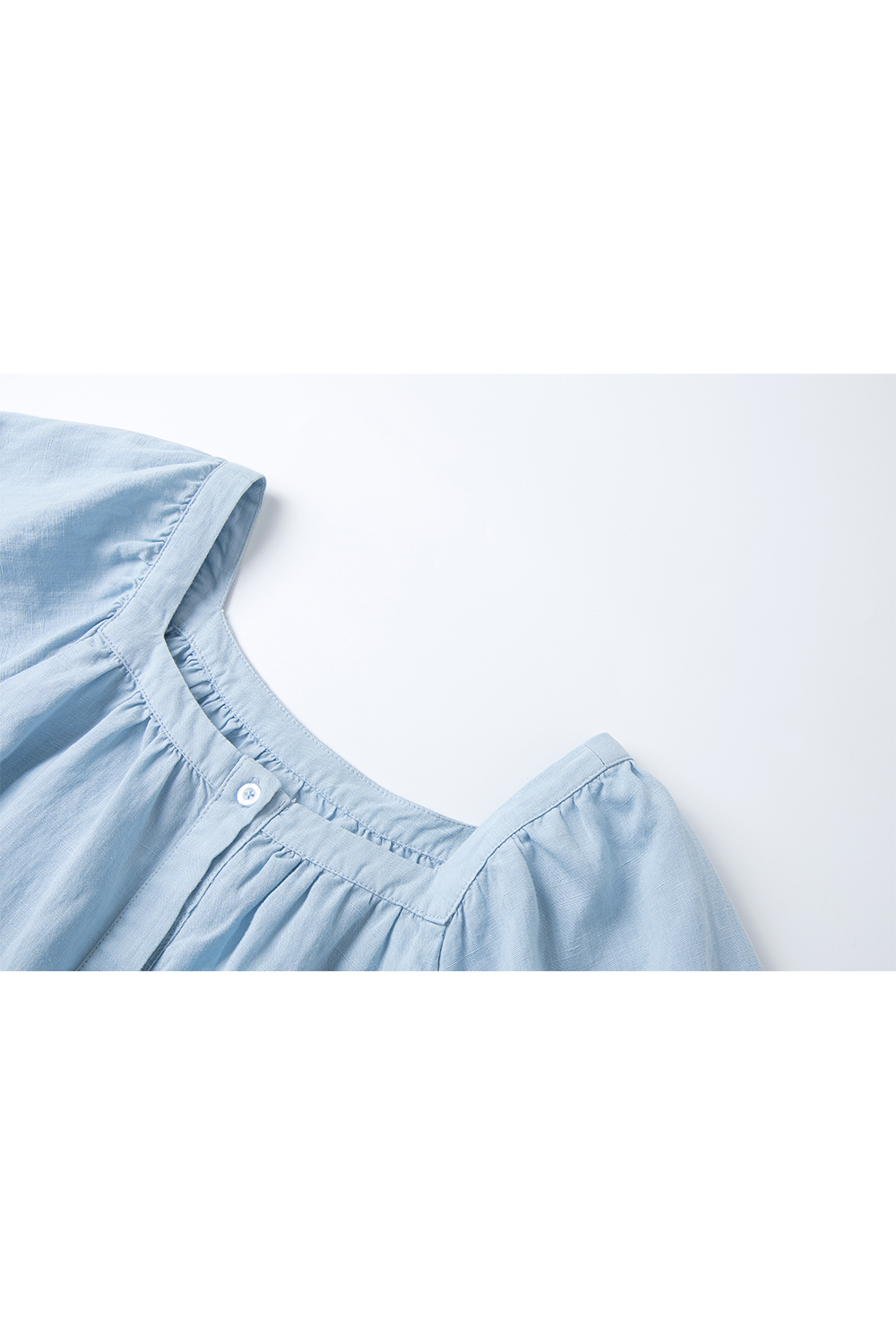 Cotton And Linen Blended Square Neck Dress