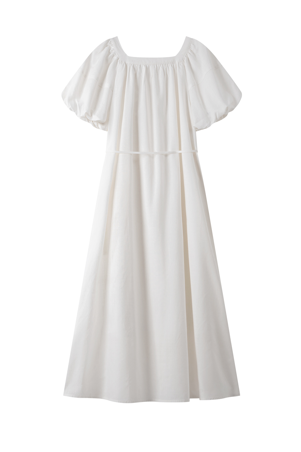 Cotton And Linen Blended Square Neck Dress