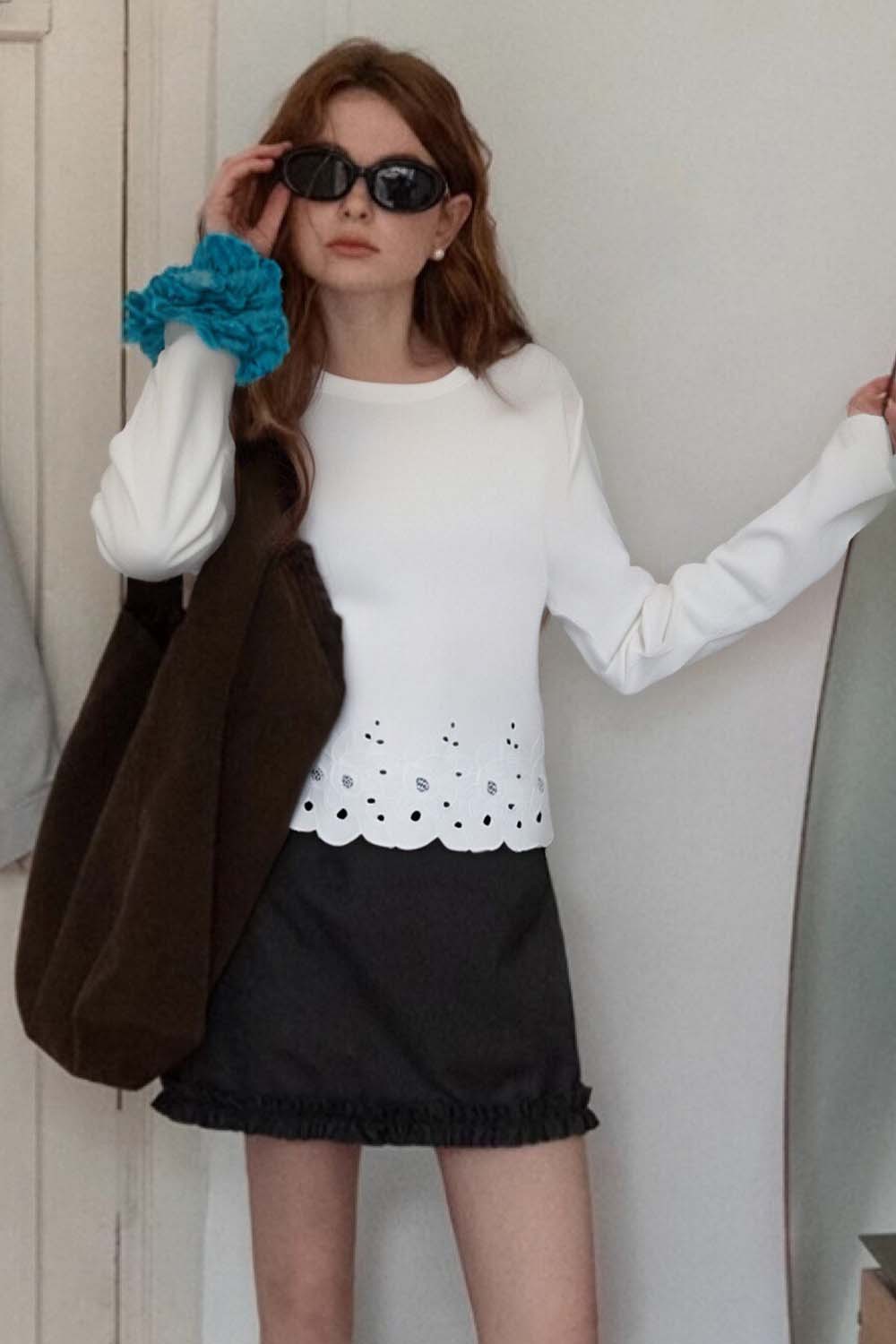 Soft Lace Long-Sleeved T-Shirt