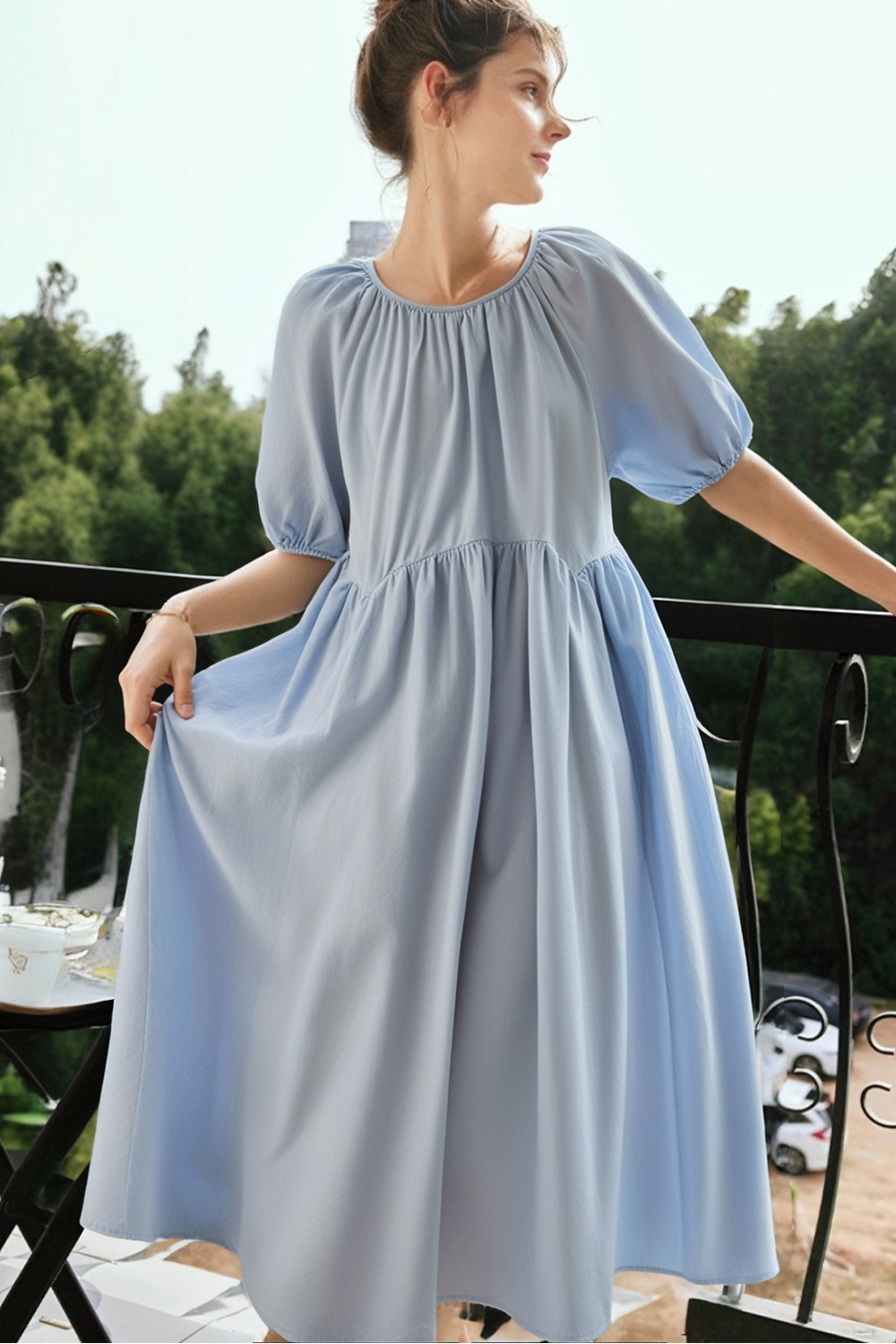 100% Cotton Loose Round Neck Dress