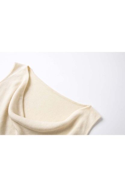 100% Lyocell Sleeveless Swing Collar Knitted Sweater