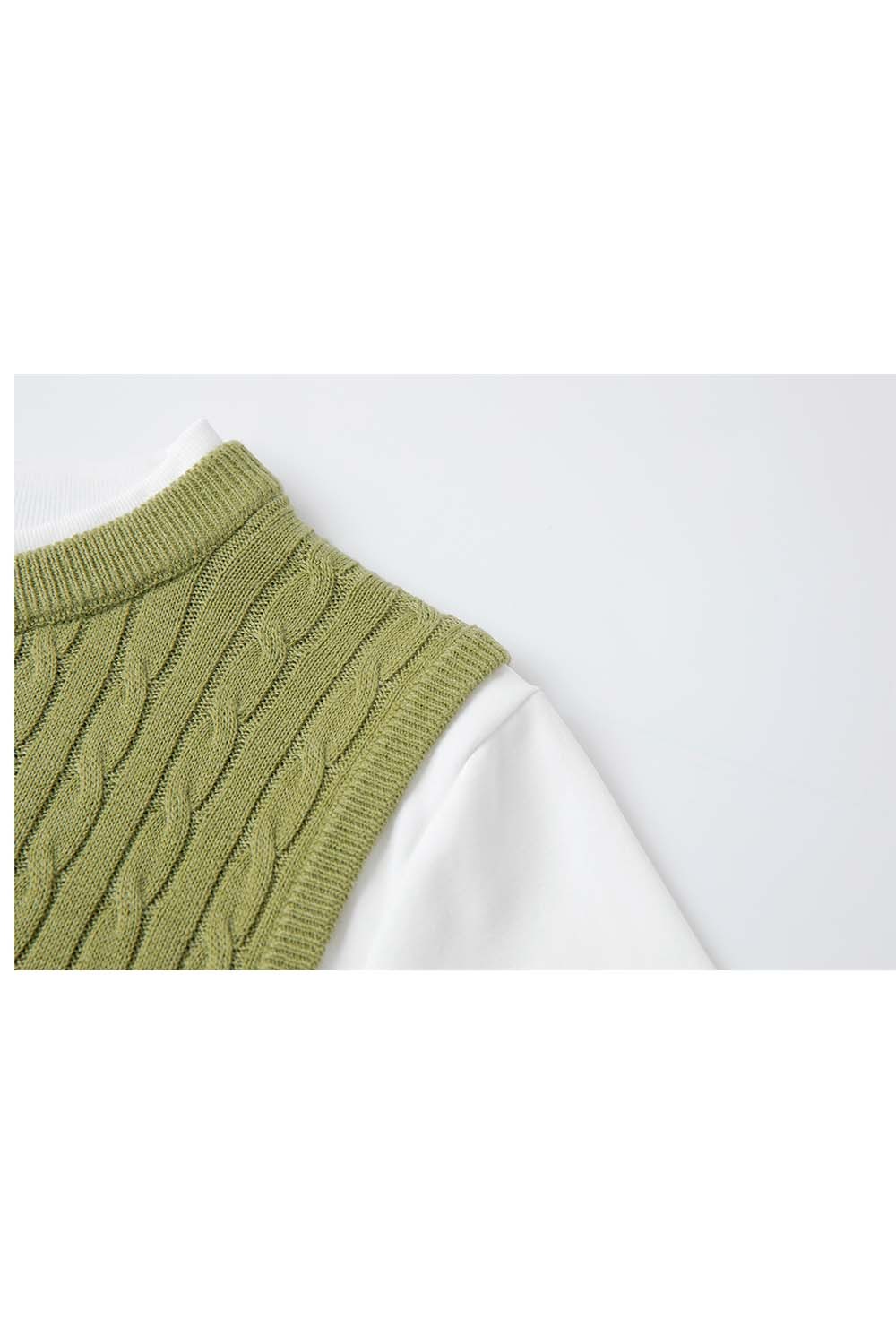 Wool Blend Fake Two-Piece Sweater