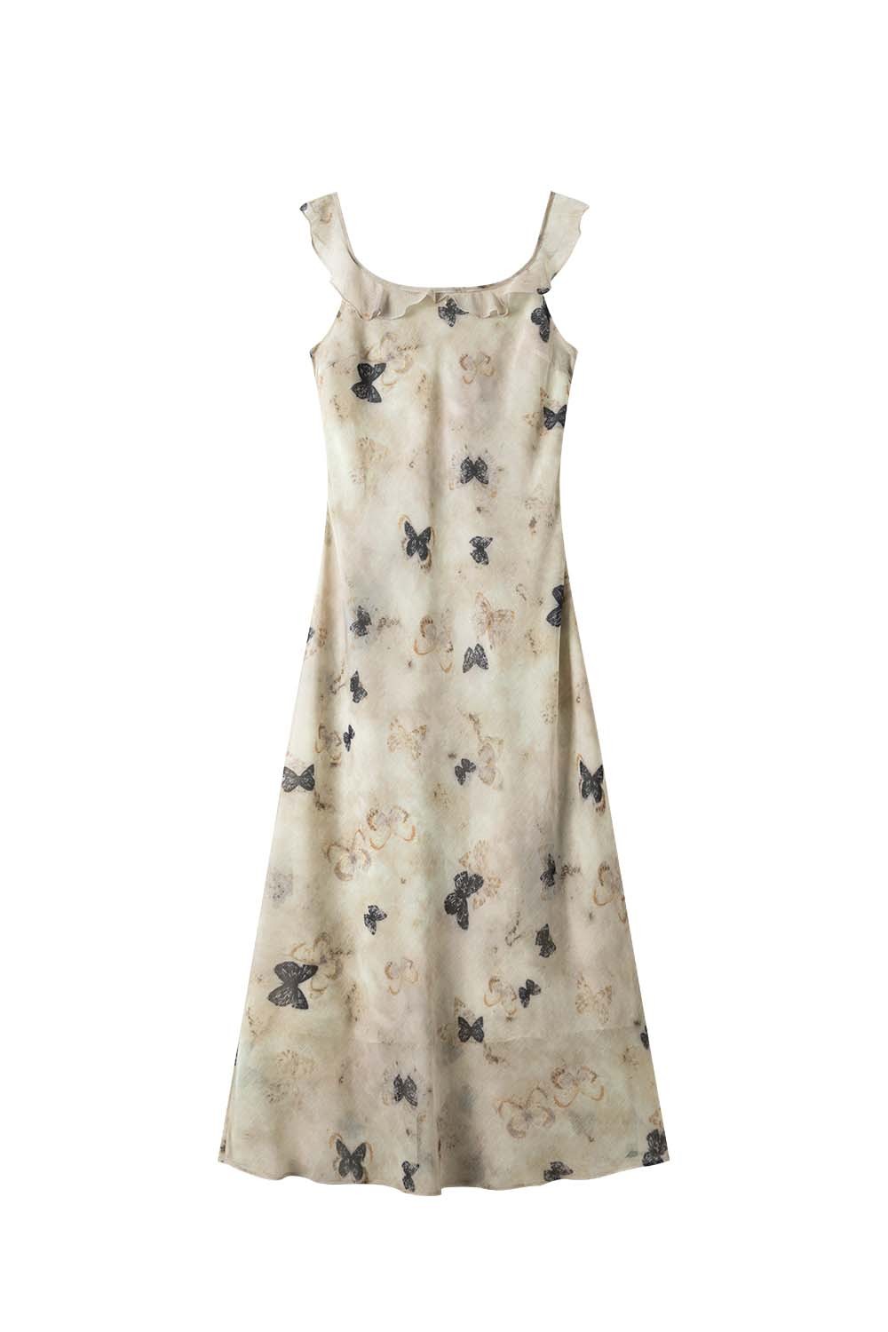 U-Neck Butterfly Suspender Dress
