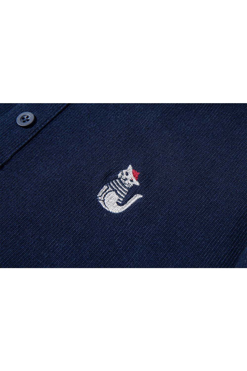 Cat Embroidered Fake Two-Piece T-Shirt