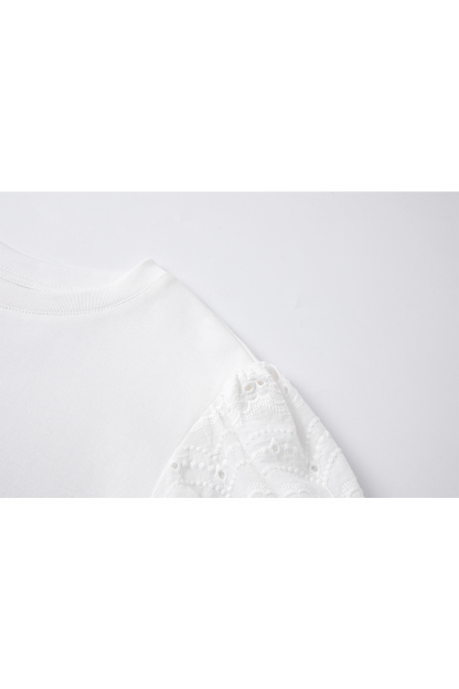 Hollow Puff Sleeve Short T-Shirt
