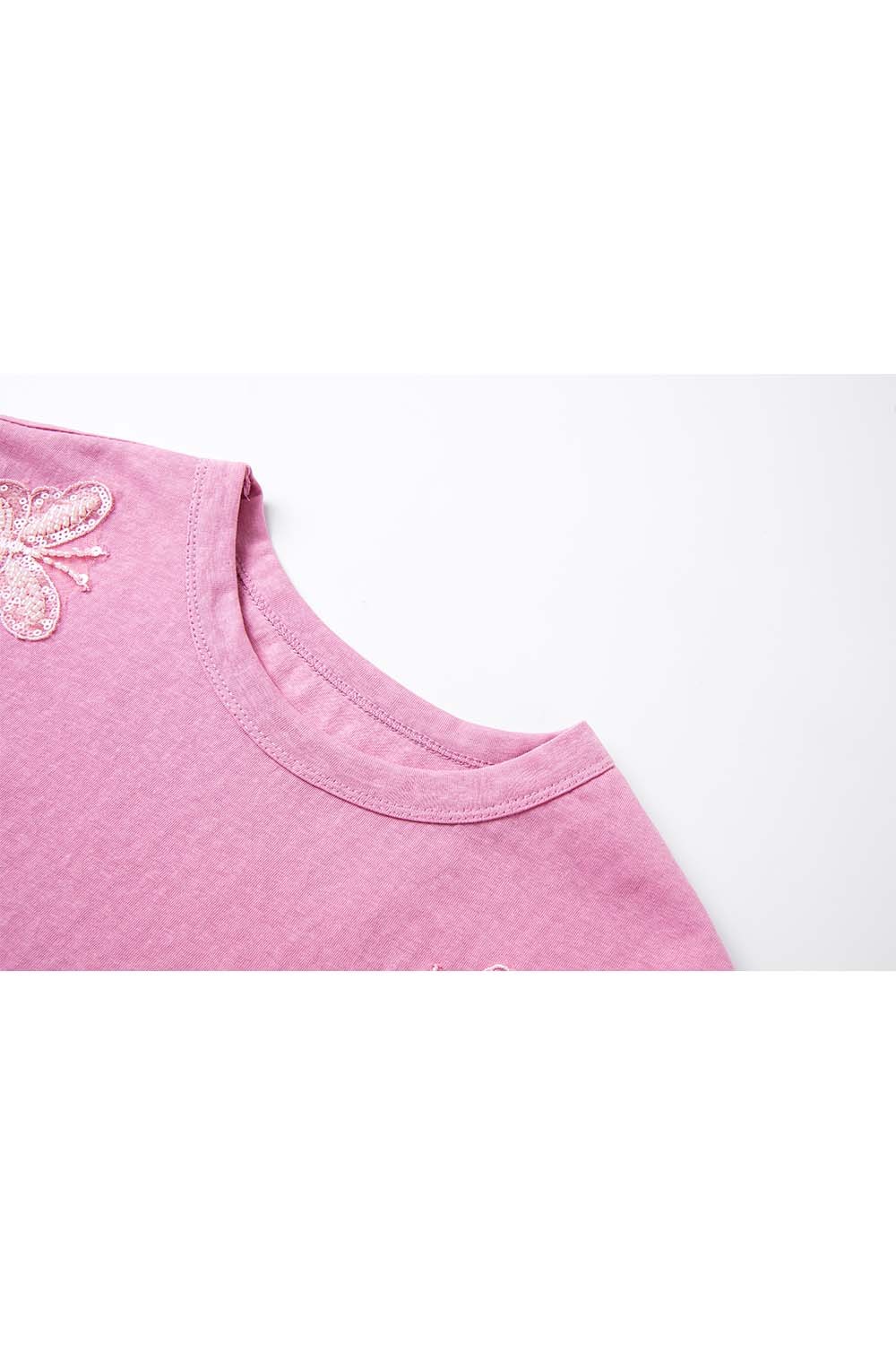 Lace Butterfly Solid Color T-Shirt