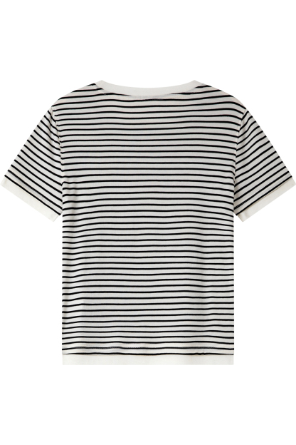 Lycocell Black And White Striped T-Shirt
