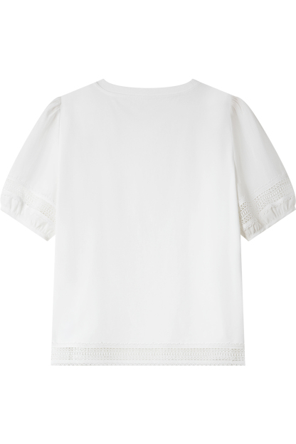 Hollow Stitching Lace T-Shirt