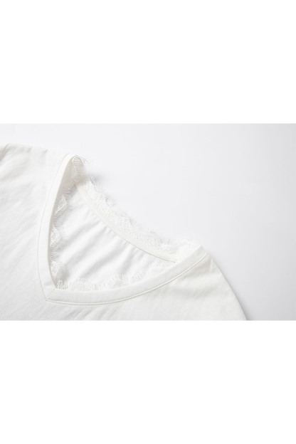 Fashion Lace Solid Color T-Shirt