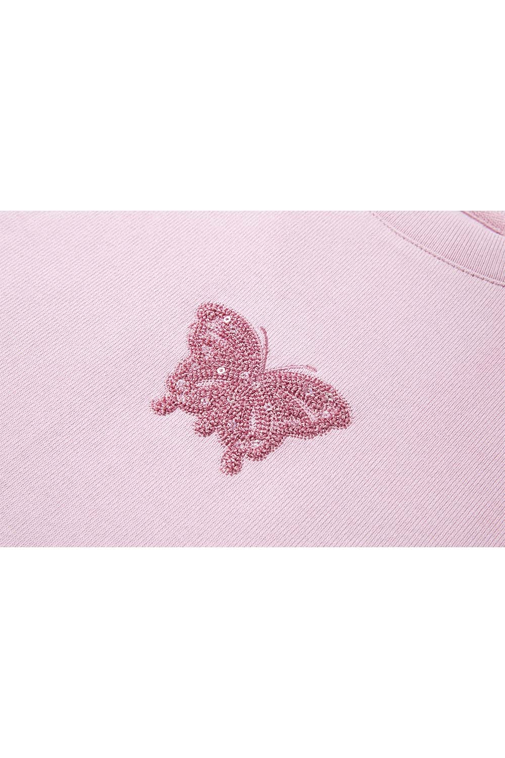 Butterfly Embroidered Sequined Knitted Sweatshirt