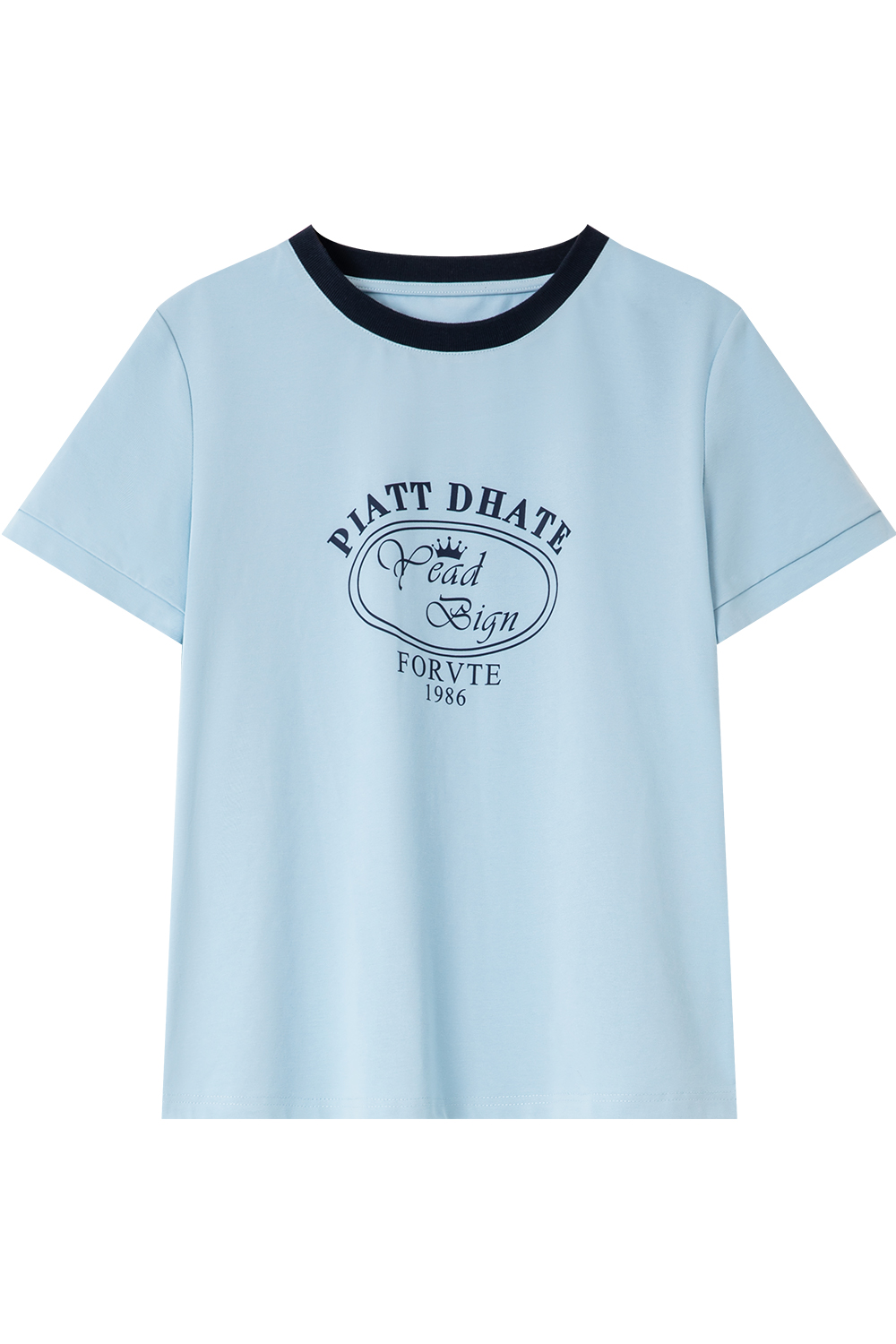 Round Neck Printed Decorative Straight T-Shirt