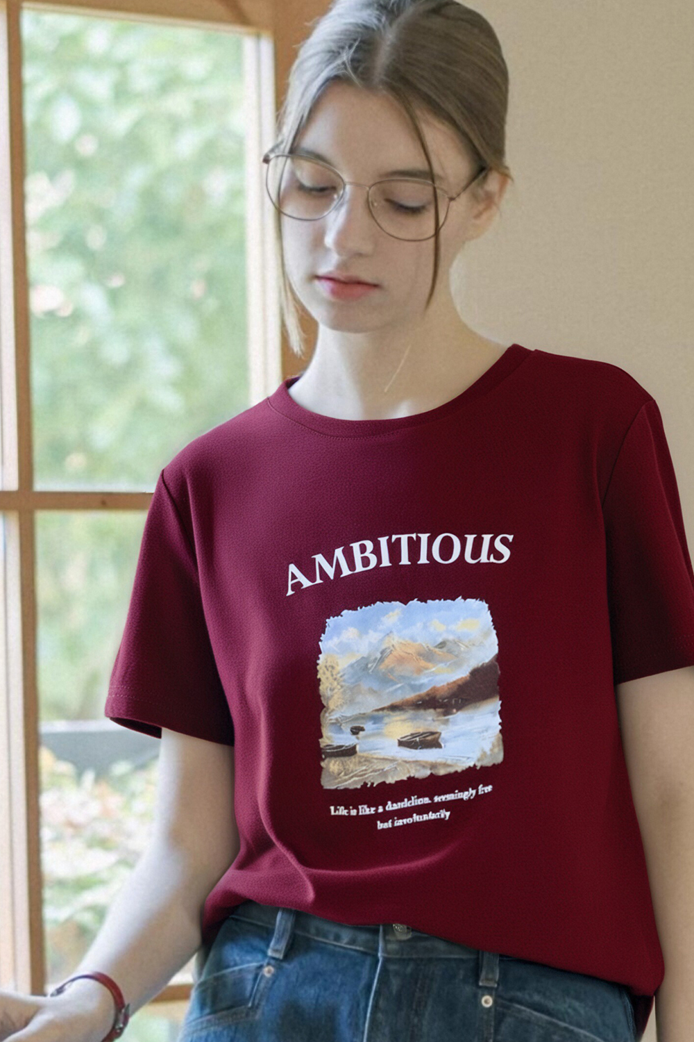 Round Neck Printed Loose T-Shirt
