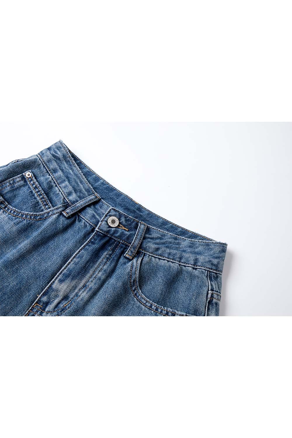 Dividing Line Decoration Denim Wide-Leg Pants