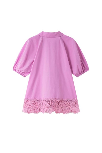 Lace Hem Casual Shirt