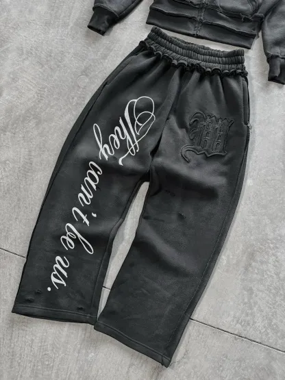 Y2K Harajuku Punk Gothic Loose Hooded Sweatshirt American Embroidered Patch Casual Double Hooded High Street Retro Sports Sui