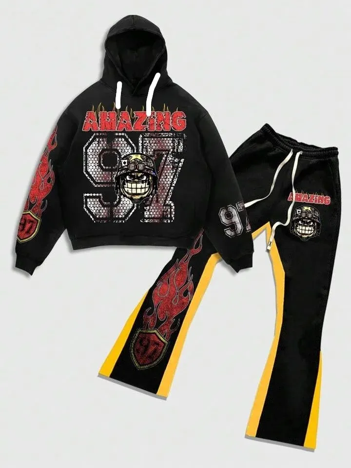 New 3D printed fashionable European and American style adult casual hooded set