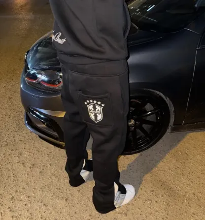American Hip-hop Street Loose Sports Suit Retro Gray Letter Pullover Hoodie Women Casual Oversized Straight Wide-leg Pants Men