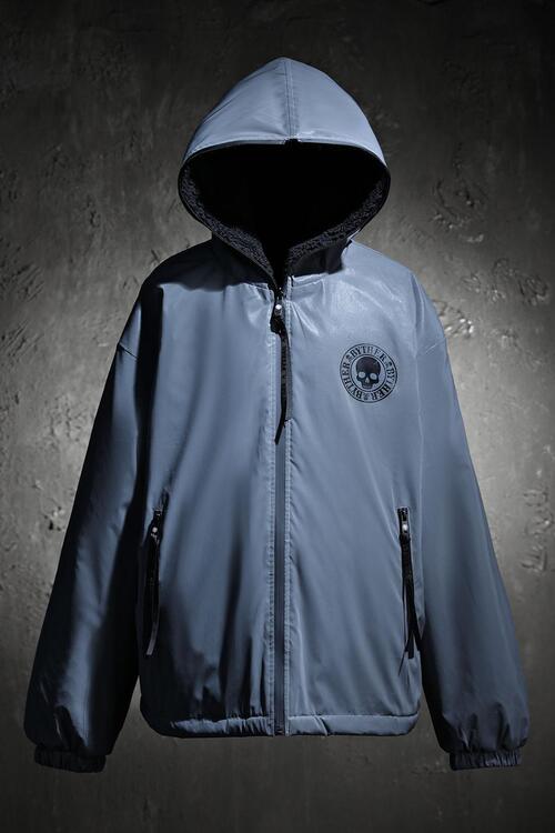ByTheR Reversible Reflective Fleece Hooded Zip-Up