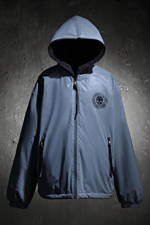 ByTheR Reversible Reflective Fleece Hooded Zip-Up