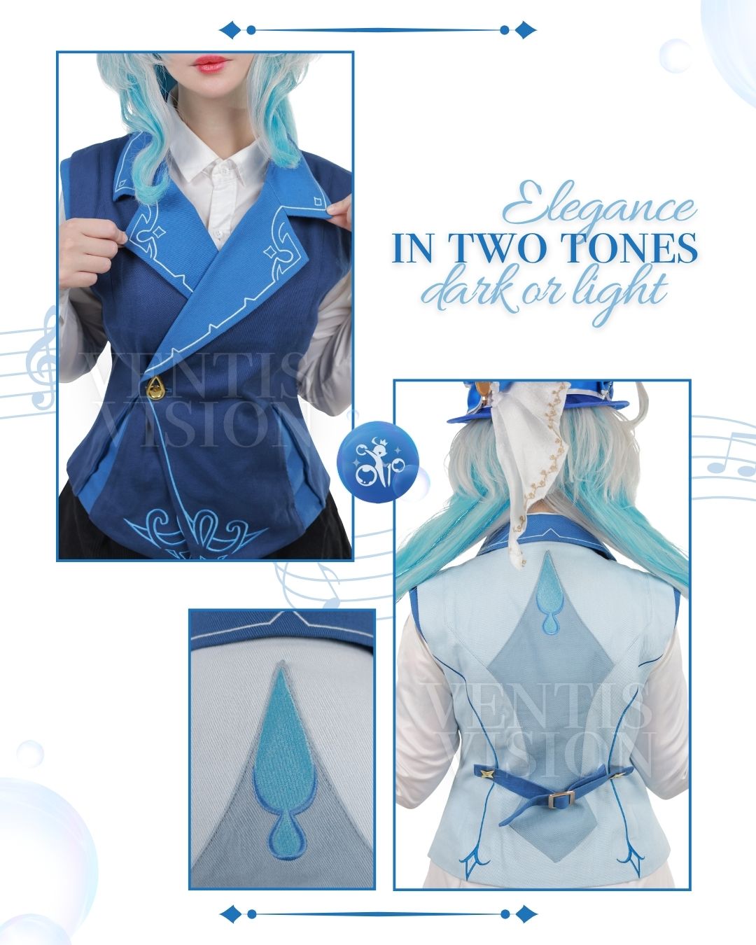 Furina Vest  (Ocean Blue)