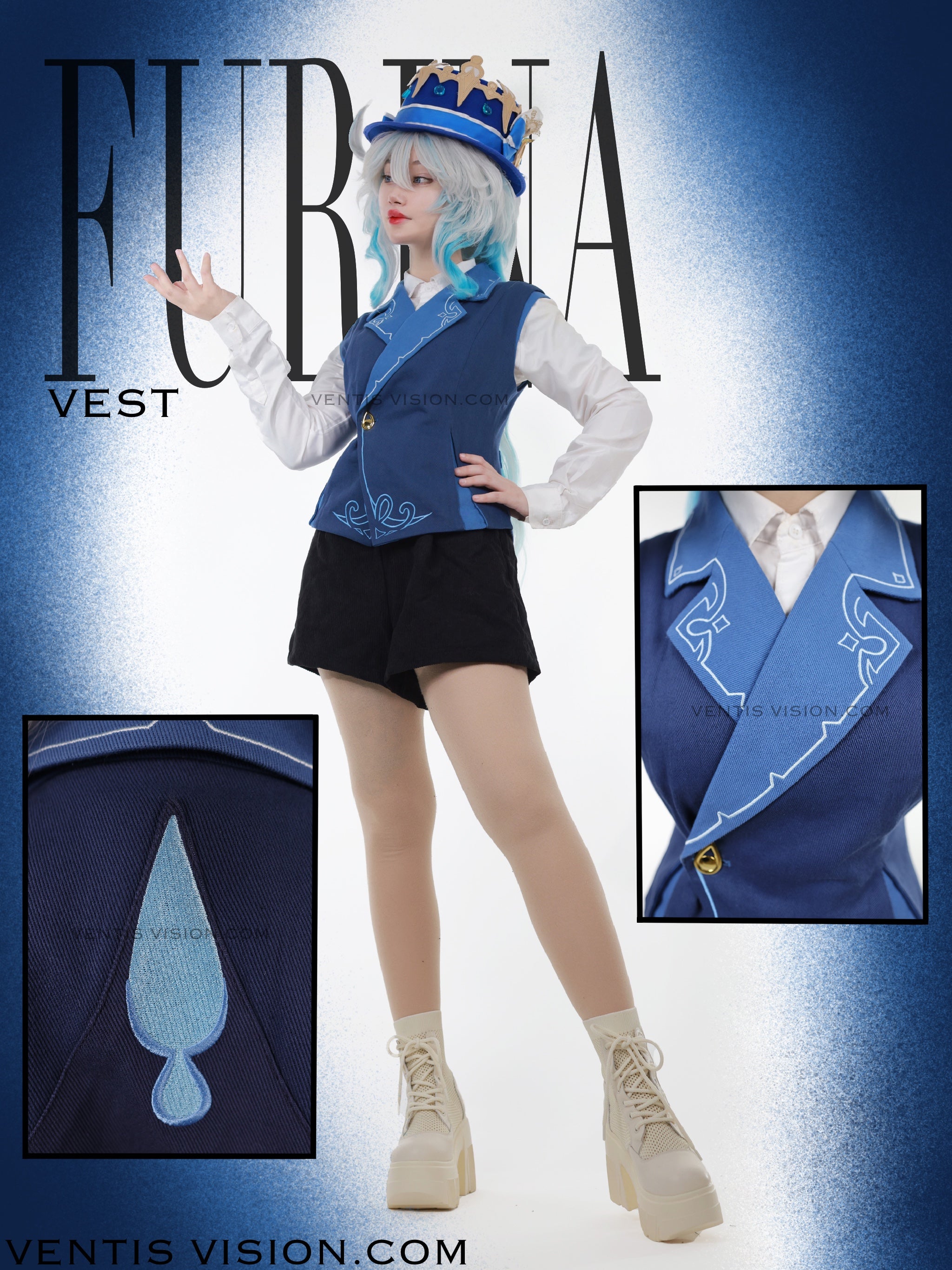 Furina Vest  (Ocean Blue)
