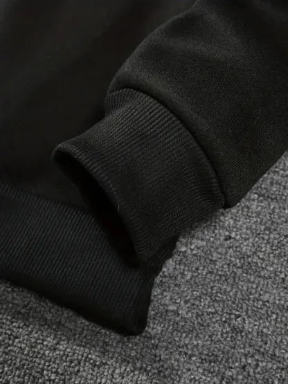 Men's Street - style Casual and Stylish Hooded Set with Black - and - White Color Blocking and Los Angeles Alphabet Print