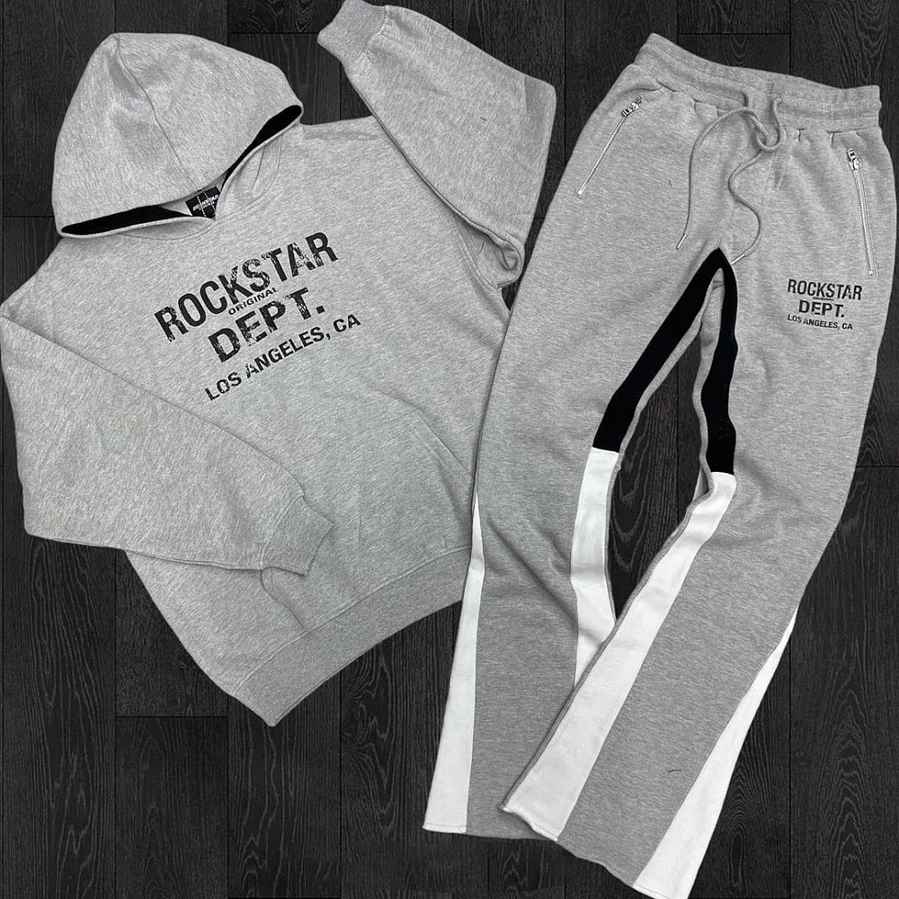 Y2K Autumn/Winter Hoodie Suit Flared Trousers Oversized Men's clothing  Fashion Trend High Street Pants Casual Sets 2024