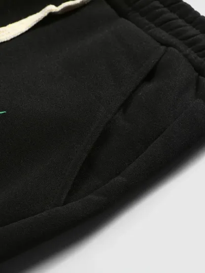 Men's American - style Street - wear Hoodie and Joggers Set Distinctly Showcasing Skull, Flame and Number 77 Elements Trend