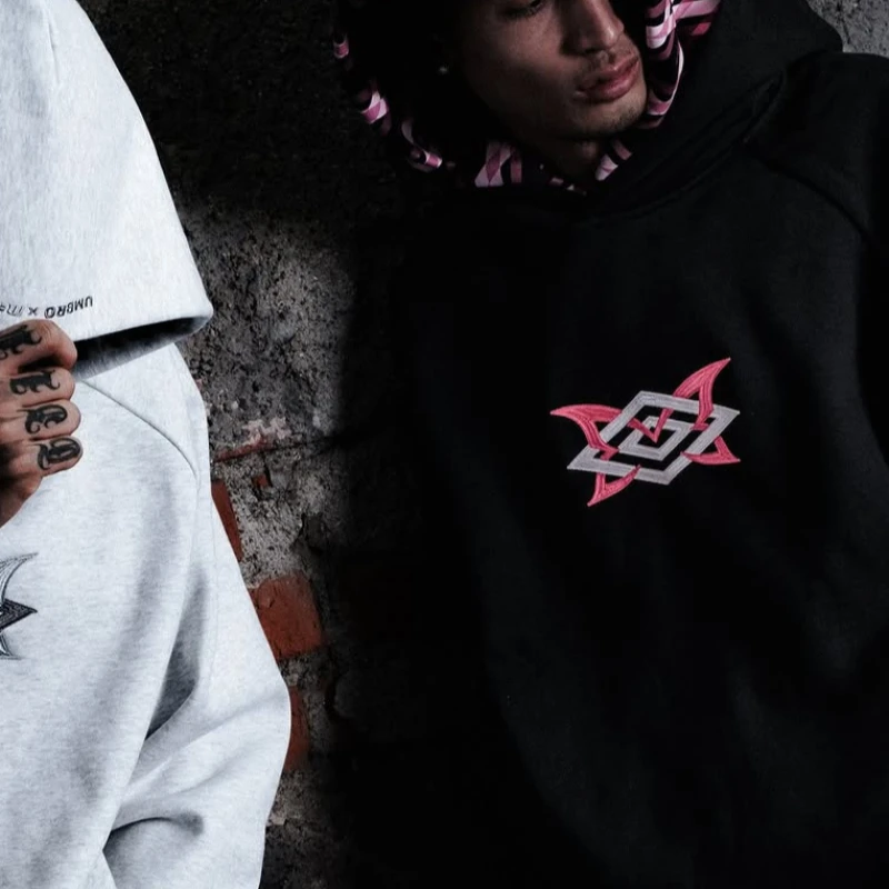 European and American street fashion punk hip-hop style men's Y2K Gothic Harajuku hooded pullover loose pants sports suit