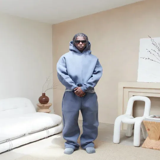 Men's Oversized Fleece Tracksuit 2-Piece Set Loose Hoodie & Jogger Pants Streetwear Casual Loungewear for Daily Wear