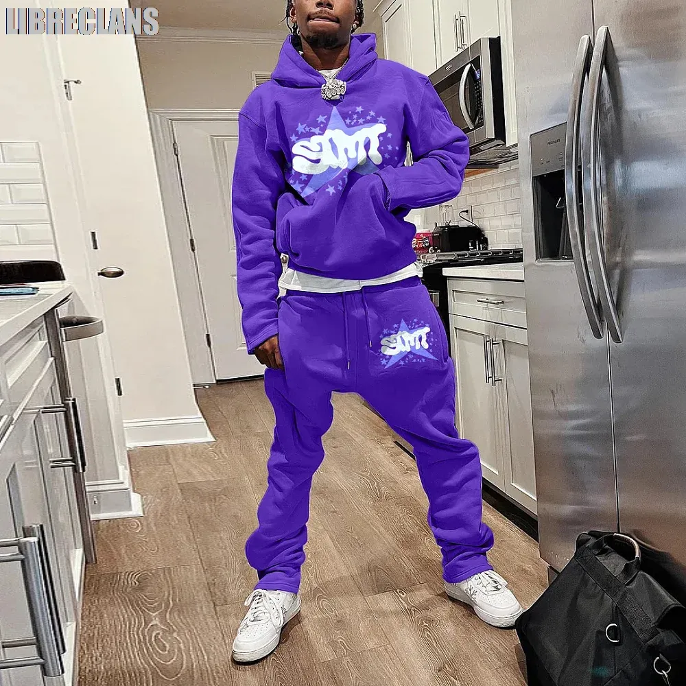 Autumn Winter Thin Hoodie Men's Suit 2-piece 3D Print Sportswear Casual Bell Pants Sportswear Set Y2k Streetwear Men's Clothing