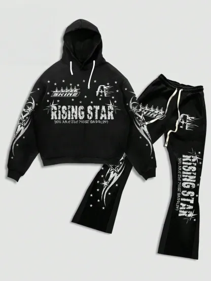 New 3D printed fashionable European and American style adult casual hooded set