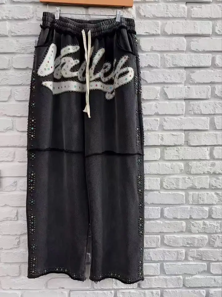 Y2K New American Gothic Punk Sportswear Two Piece Set Unisex Hip Hop Rock Patch Print Loose Zip Hoodie Fashion Casual Sweatpants