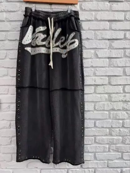 Y2K New American Gothic Punk Sportswear Two Piece Set Unisex Hip Hop Rock Patch Print Loose Zip Hoodie Fashion Casual Sweatpants