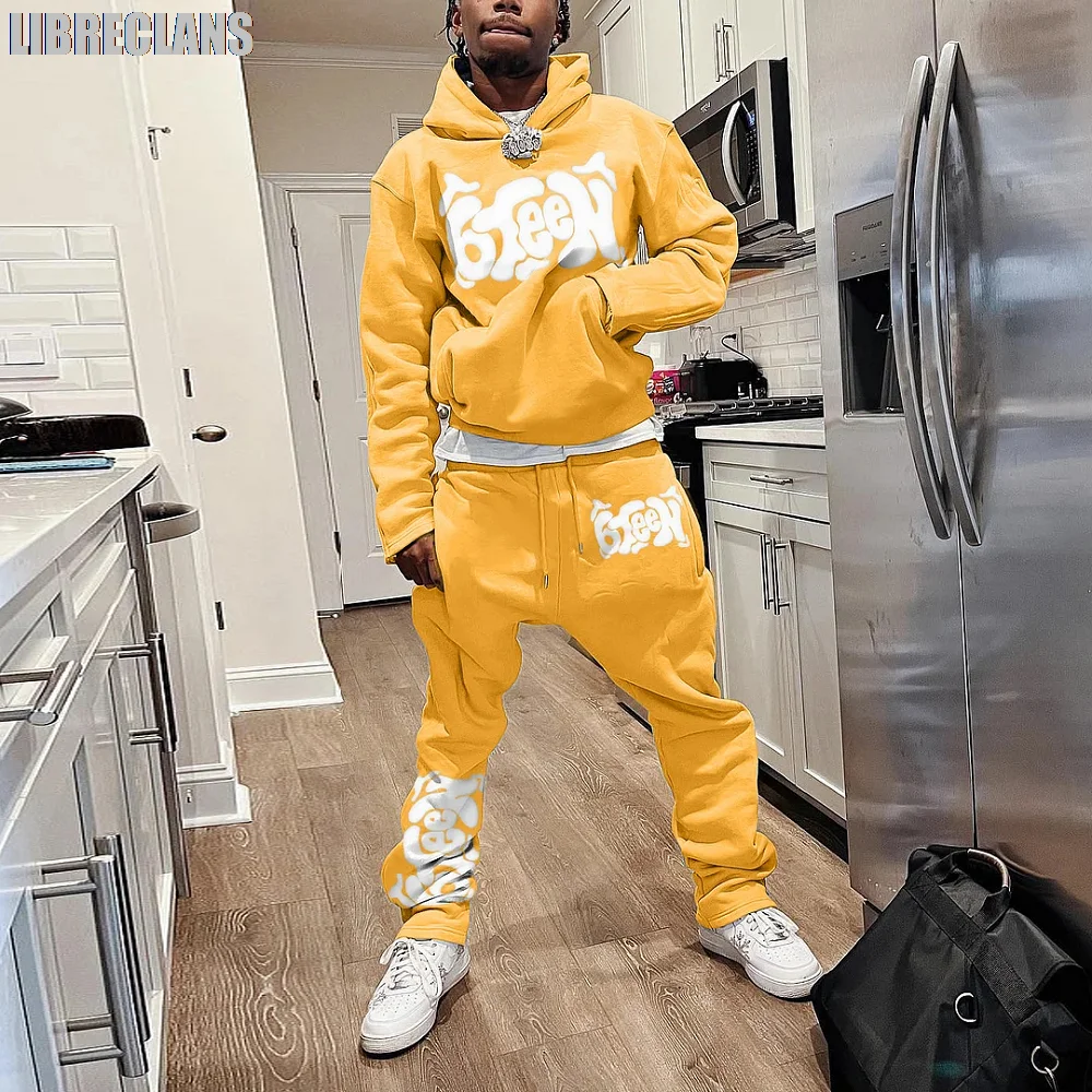 Autumn Winter Thin Hoodie Men's Suit 2-piece 3D Print Sportswear Casual Bell Pants Sportswear Set Y2k Streetwear Men's Clothing