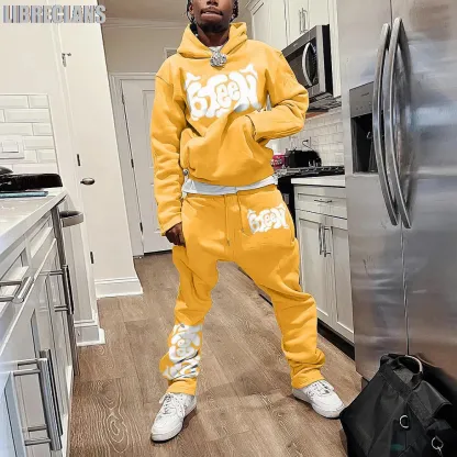 Autumn Winter Thin Hoodie Men's Suit 2-piece 3D Print Sportswear Casual Bell Pants Sportswear Set Y2k Streetwear Men's Clothing