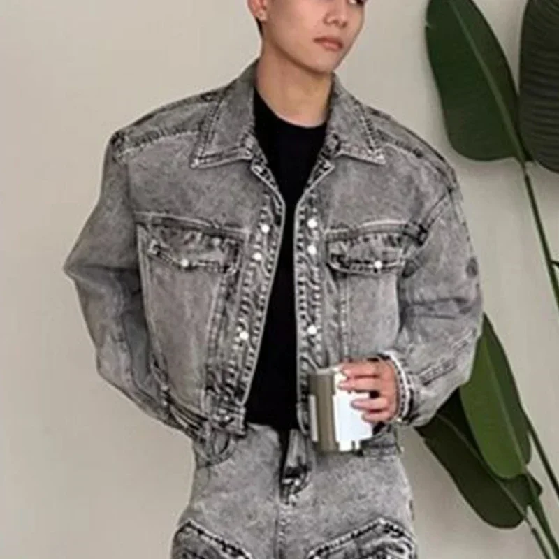 American High-end Jeans Men Women Korean Streetwear Loose 2025 New Spring Autumn Wide-leg Pants Aesthetic Preppy Chic Denim Coat