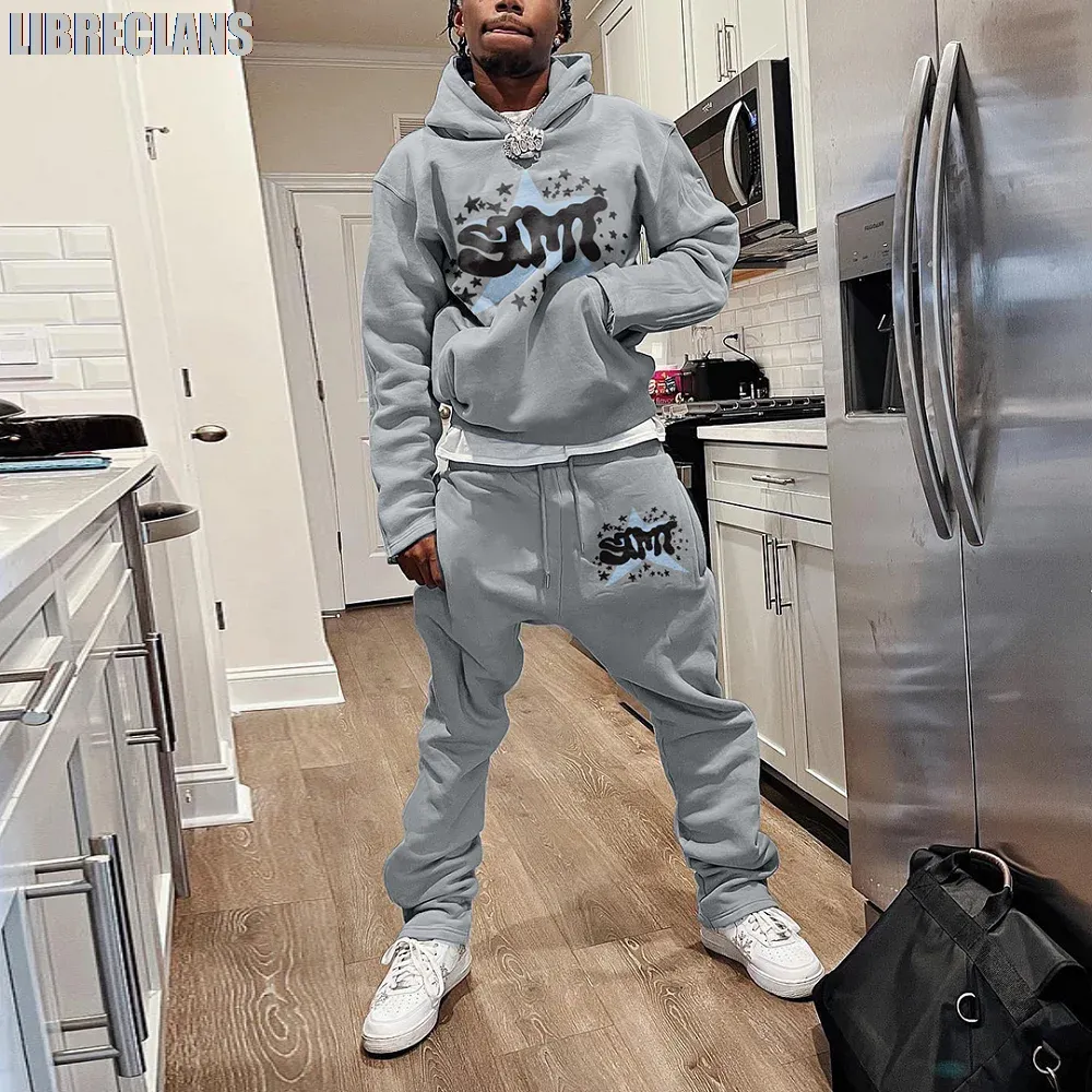 Autumn Winter Thin Hoodie Men's Suit 2-piece 3D Print Sportswear Casual Bell Pants Sportswear Set Y2k Streetwear Men's Clothing