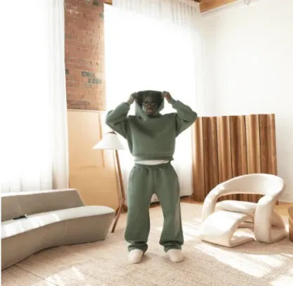 Men's Oversized Fleece Tracksuit 2-Piece Set Loose Hoodie & Jogger Pants Streetwear Casual Loungewear for Daily Wear