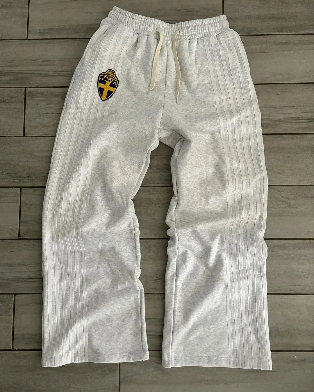Y2K Zip Hooded Sweatpants Set Men Two Piece Hip Hop Embroidered Vintage Stripe Oversized Hooded Sweatshirt Casual Pants Set