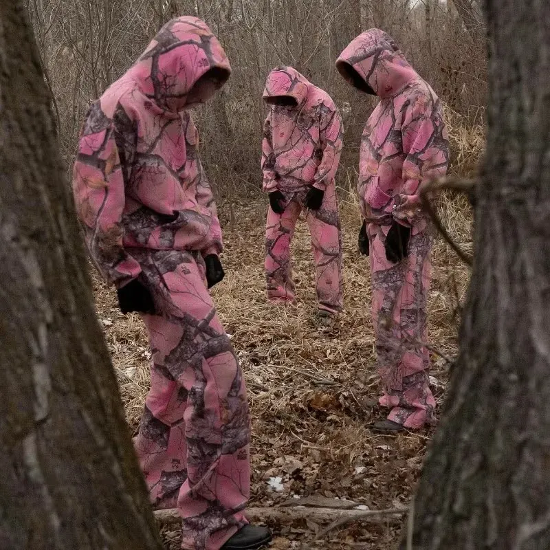 Y2K Retro Hoodie Men Camouflage Pattern Sweatshirt High Street Hip Hop Streetwear Oversized Unisex Gothic Pink Camo Pants Women